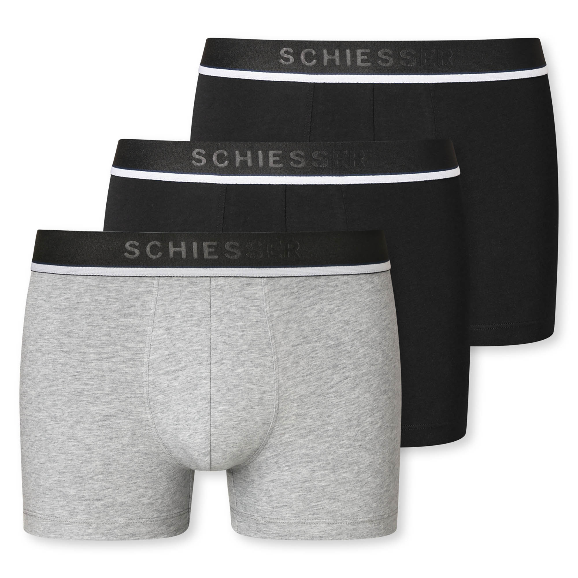 SCHIESSER Herren Shorts 3er Pack - Serie "95/5", Unterhose, Logobund, uni, S-2XL