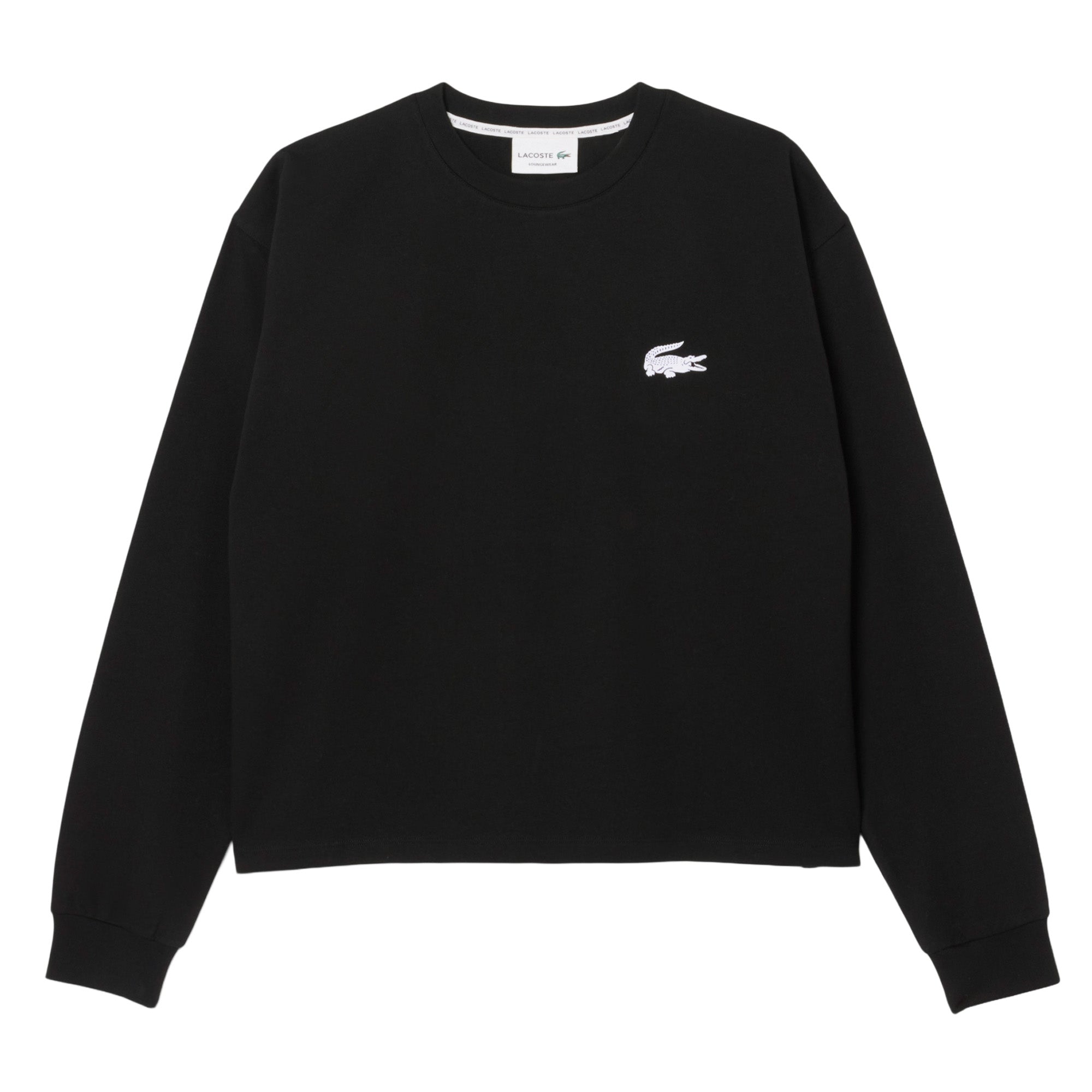 LACOSTE Women's Sweatshirt, Round Neck - Loungewear, Logo, Cotton Blend, Plain