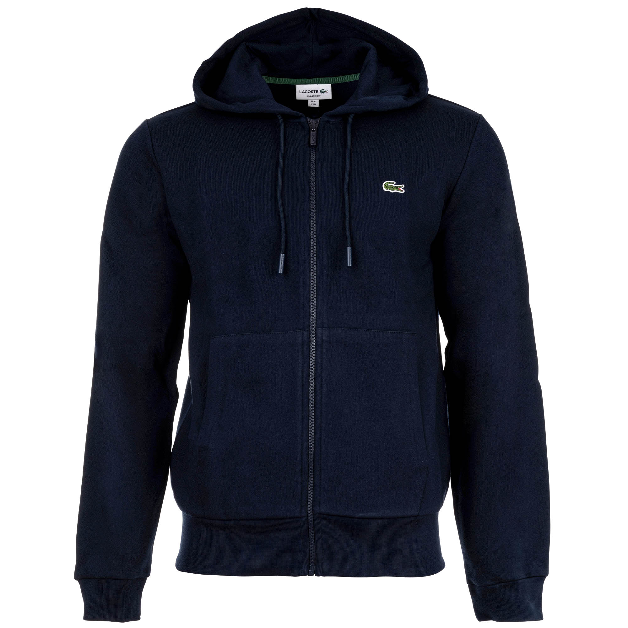 LACOSTE men's sweat jacket with hood - zip, brushed fleece, cotton blend