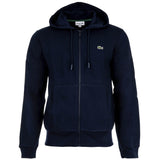 LACOSTE men's sweat jacket with hood - zip, brushed fleece, cotton blend