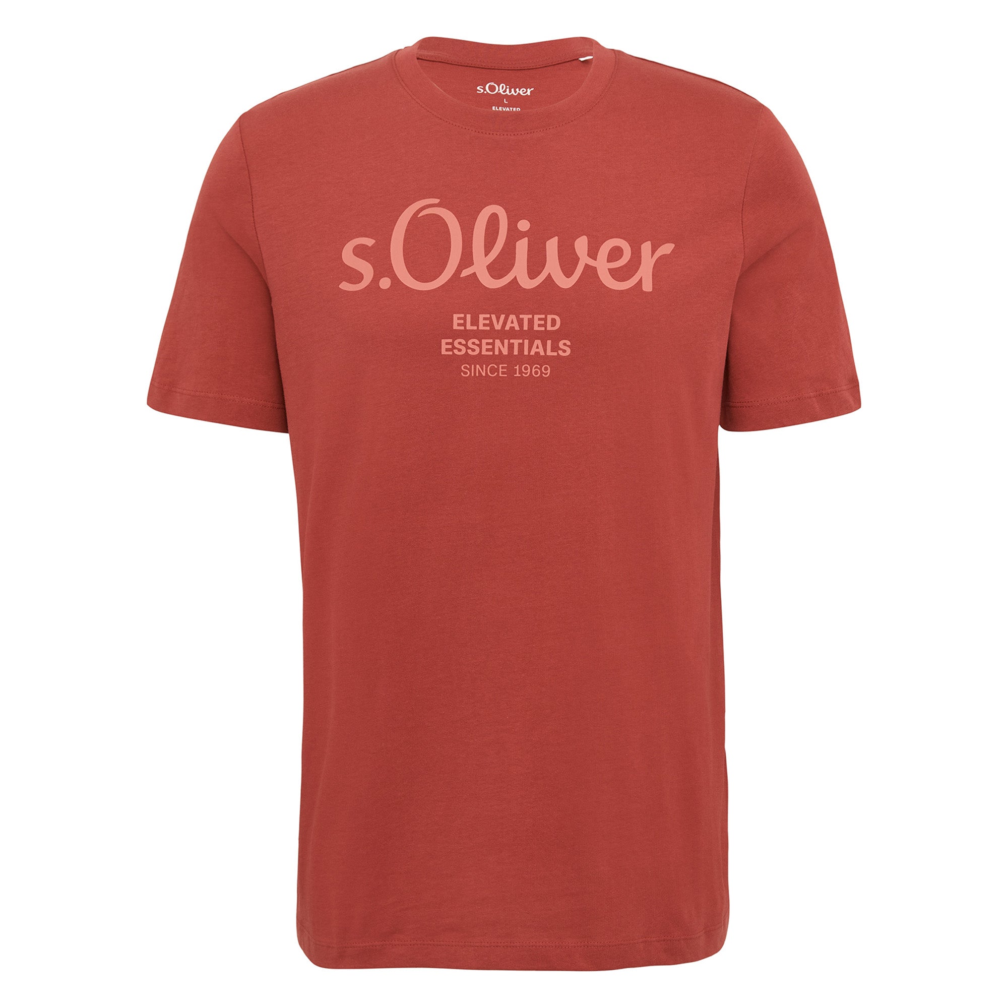 s.Oliver Herren T-Shirt - Basic, Logoprint, Rundhals, Baumwolle