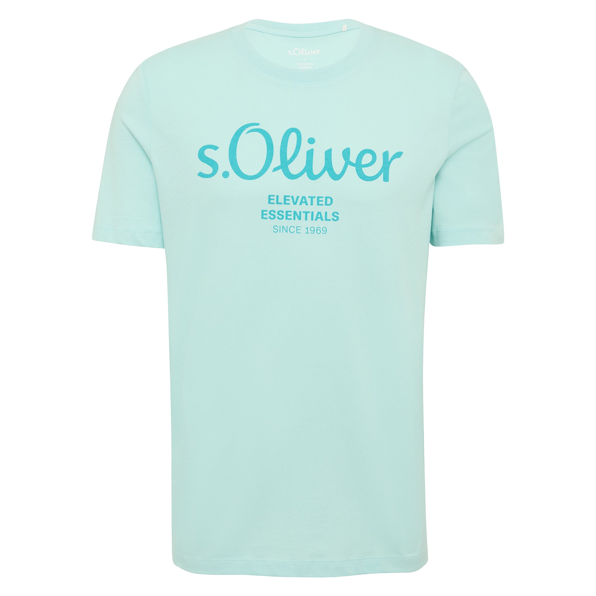 s.Oliver Herren T-Shirt - Basic, Logoprint, Rundhals, Baumwolle
