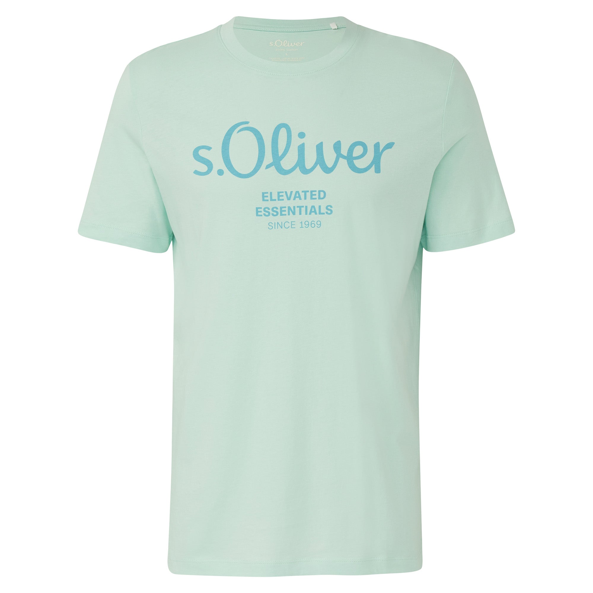 s.Oliver Herren T-Shirt - Basic, Logoprint, Rundhals, Baumwolle