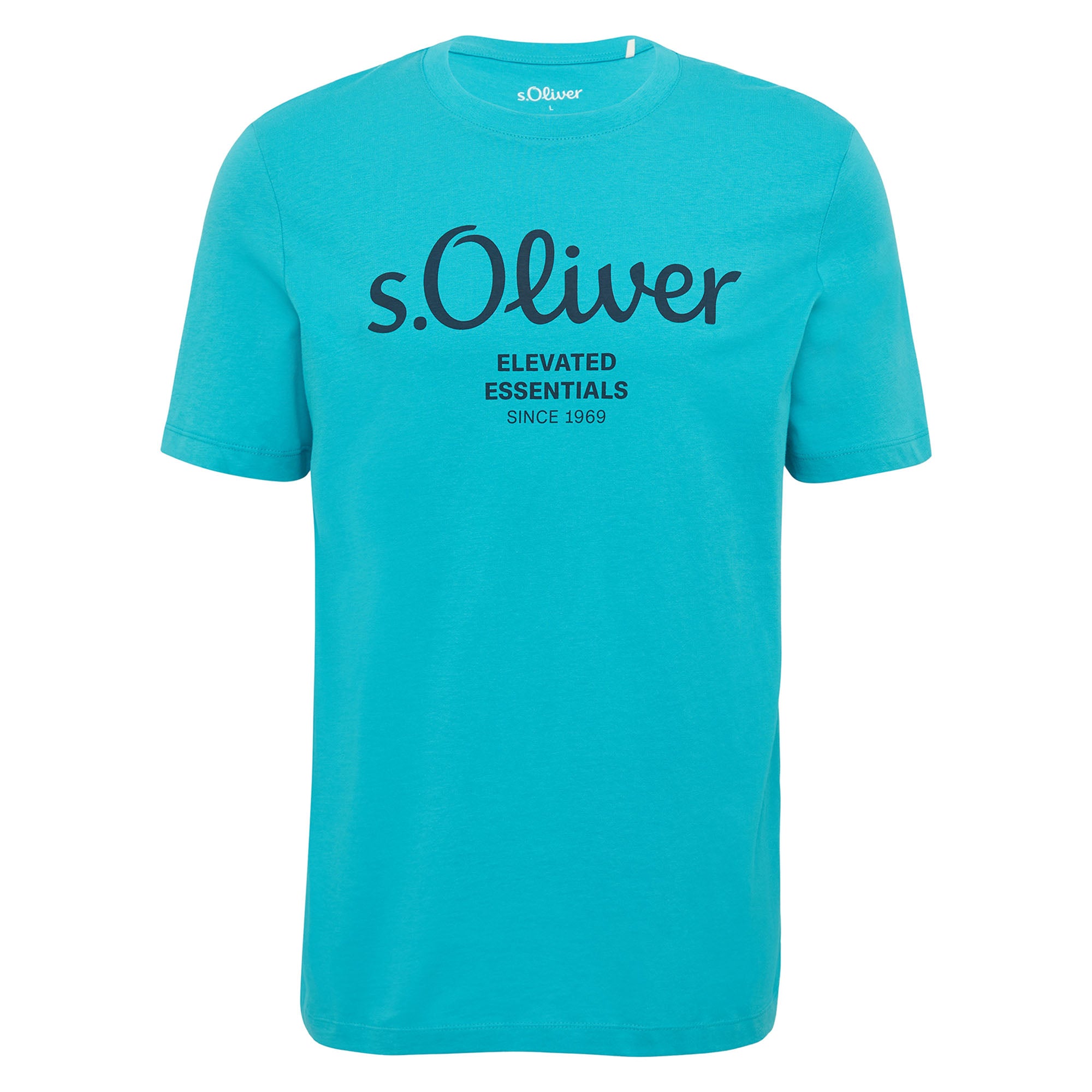 s.Oliver Herren T-Shirt - Basic, Logoprint, Rundhals, Baumwolle