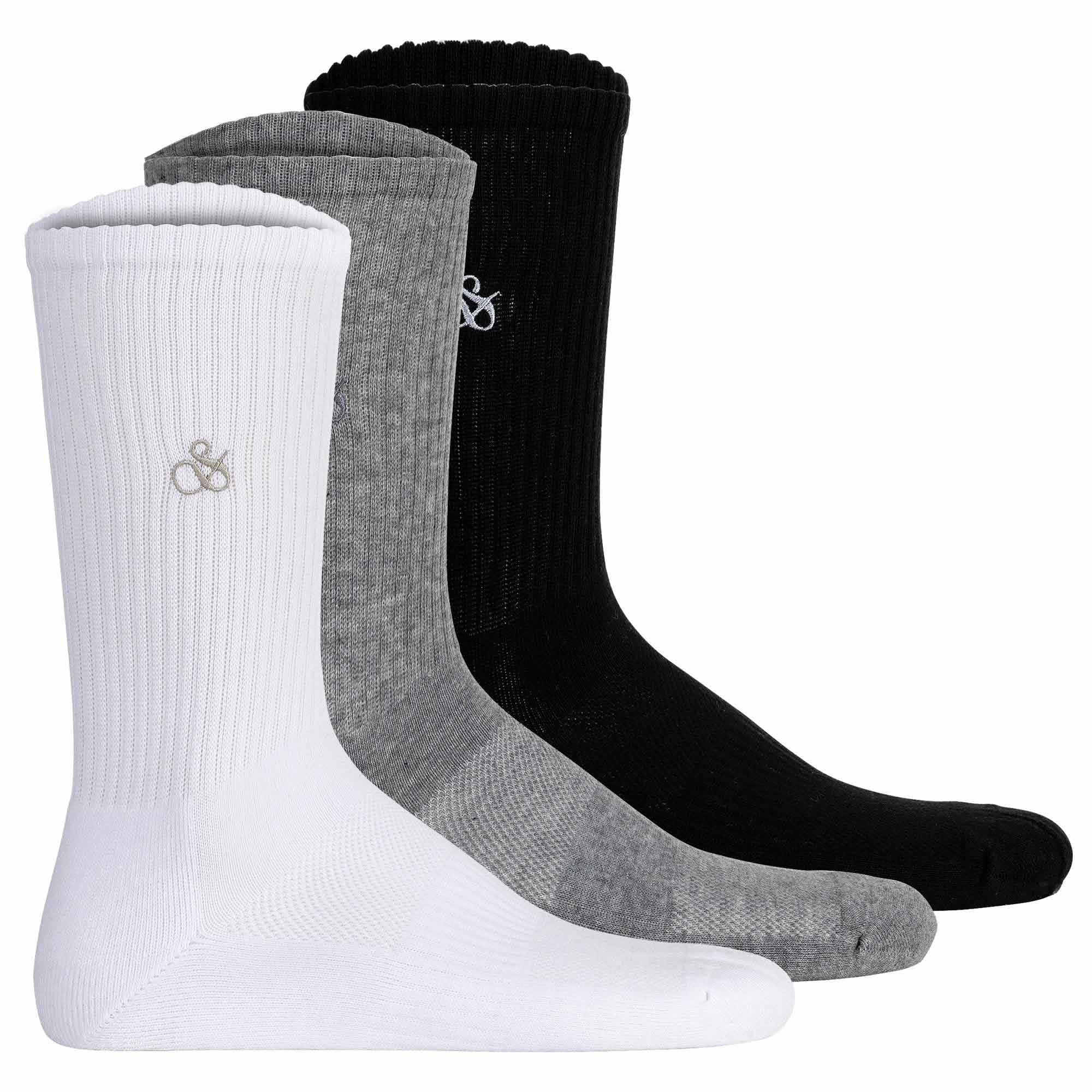SCOTCH&SODA Herren Socken, 3er Pack - 1/2 Terry Cotton Crew, One Size, einfarbig