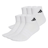adidas Unisex Quarter Socken, 6er Pack - Cushioned Essentials Ankle Socks, Logo, gepolstert, einfarbig
