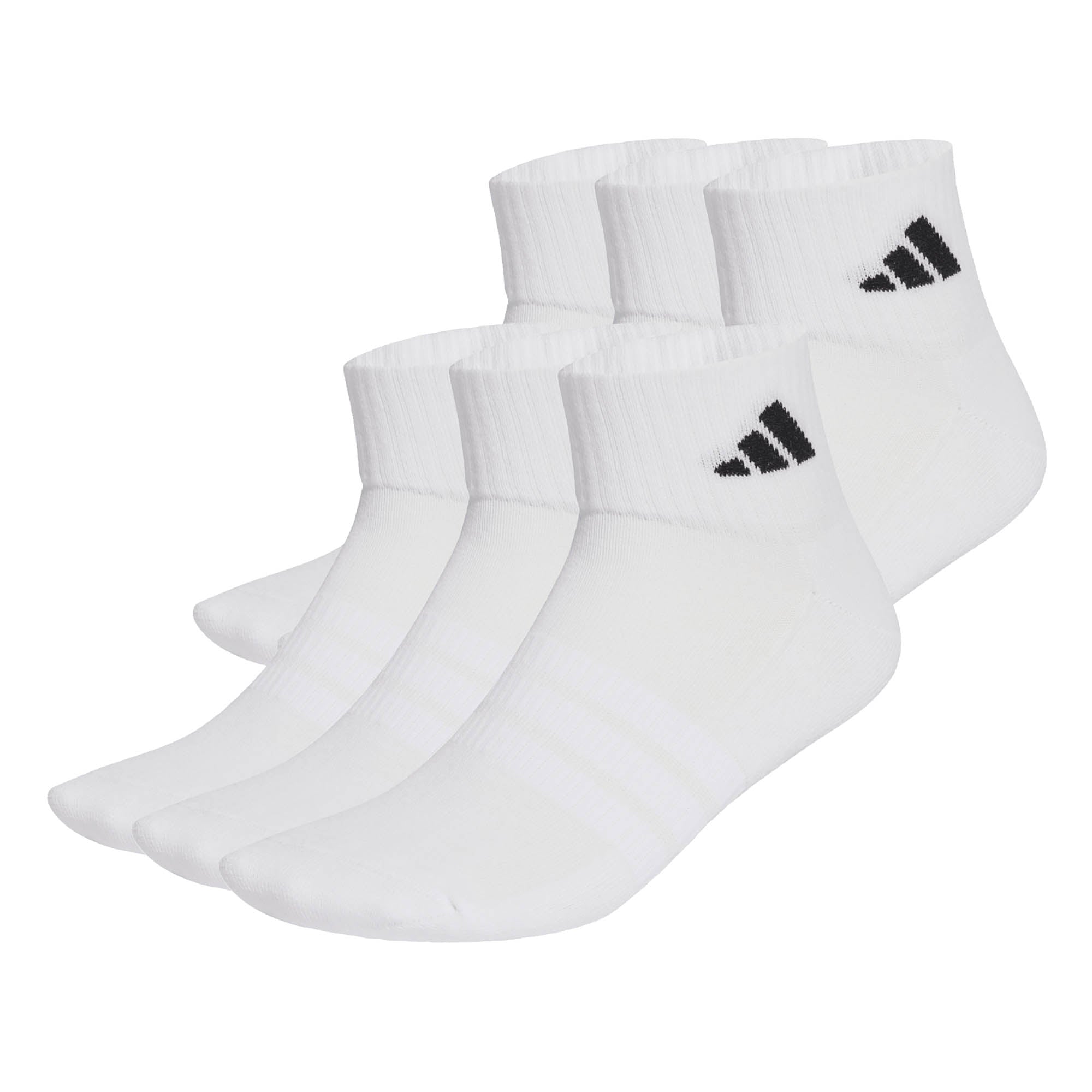 adidas Unisex Quarter Socks, 6-pack - Cushioned Essentials Ankle Socks, logo, padded, solid color