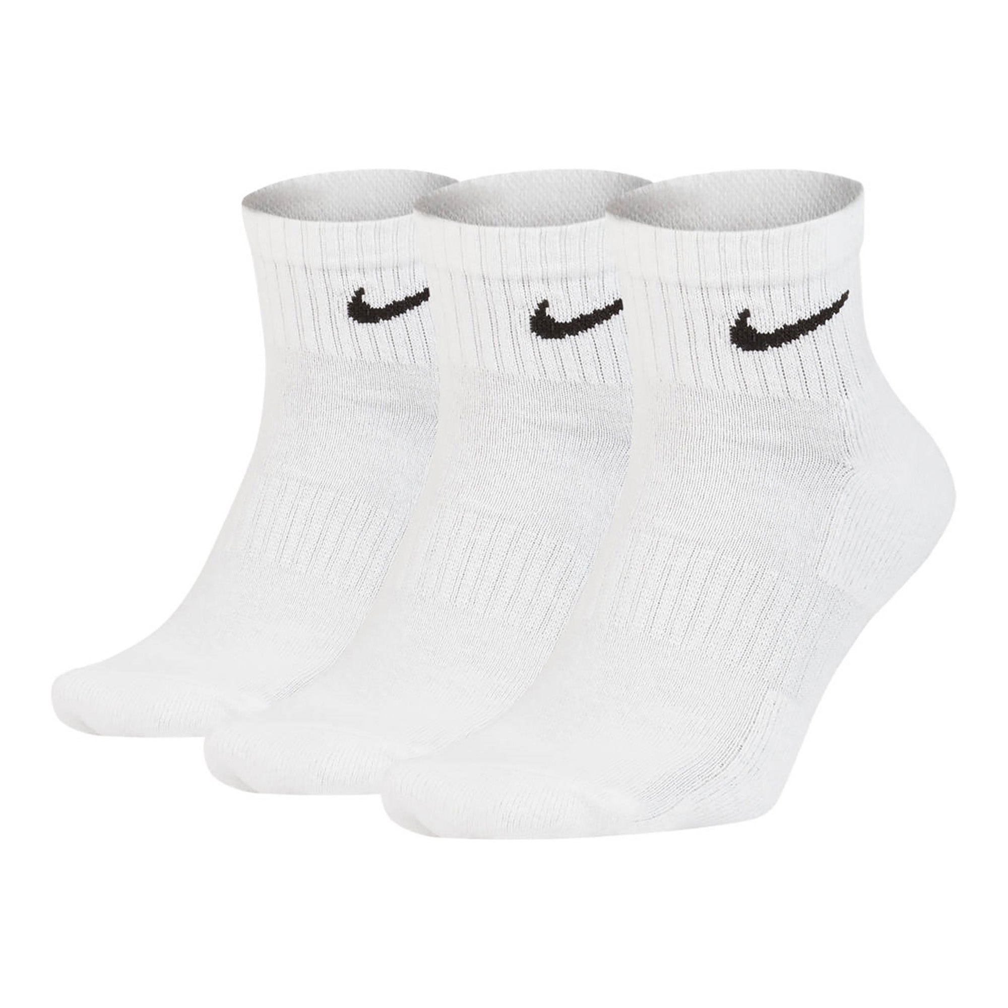 NIKE Unisex 3-Pack Sports Socks - Everyday, Cotton Cushioned Ankle, unicoloured