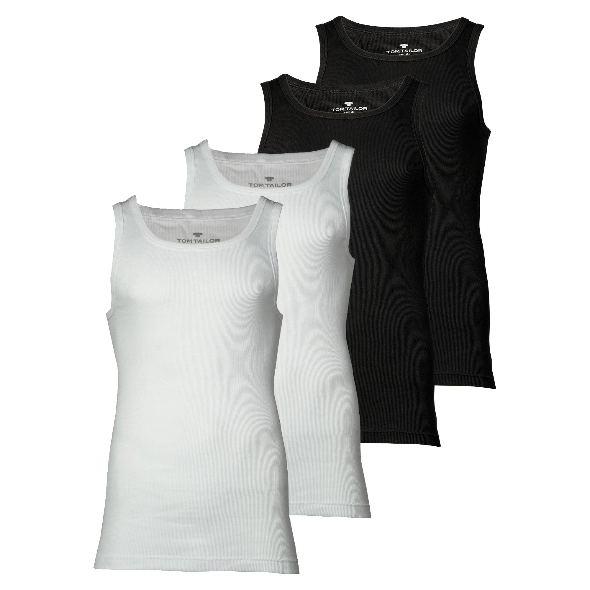 TOM TAILOR men's tank top, pack of 4 - undershirt, Garron S, plain