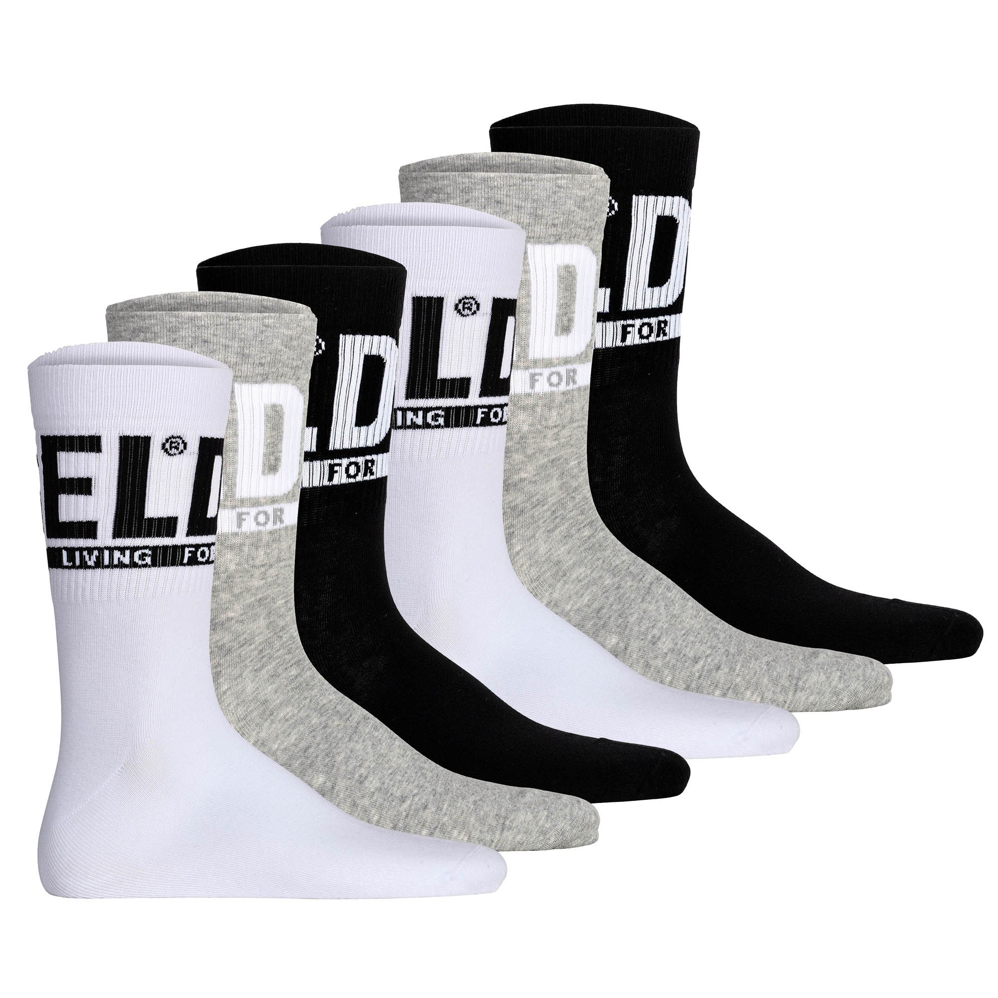 DIESEL unisex socks, 6-pack - SKM-RAY, ribbed cuffs, logo, plain