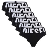 DIESEL Women Thongs, 6-pack - UFST-STARS-SIXPACK, Large Logo, Stretch Cotton, Plain