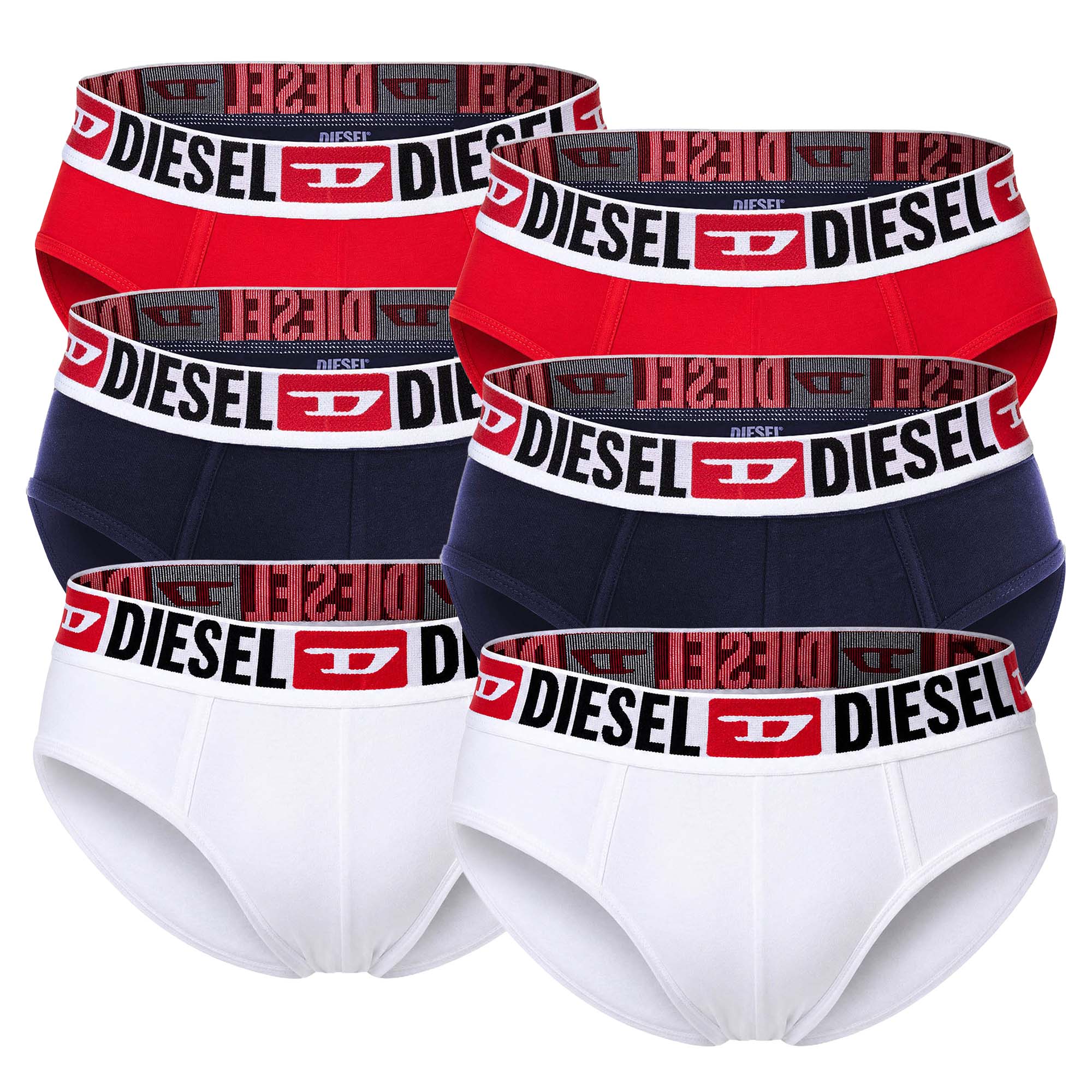 DIESEL Men's Briefs, 6-Pack - UMBR-ANDRETHREEPACK, Briefs, Cotton Stretch, plain