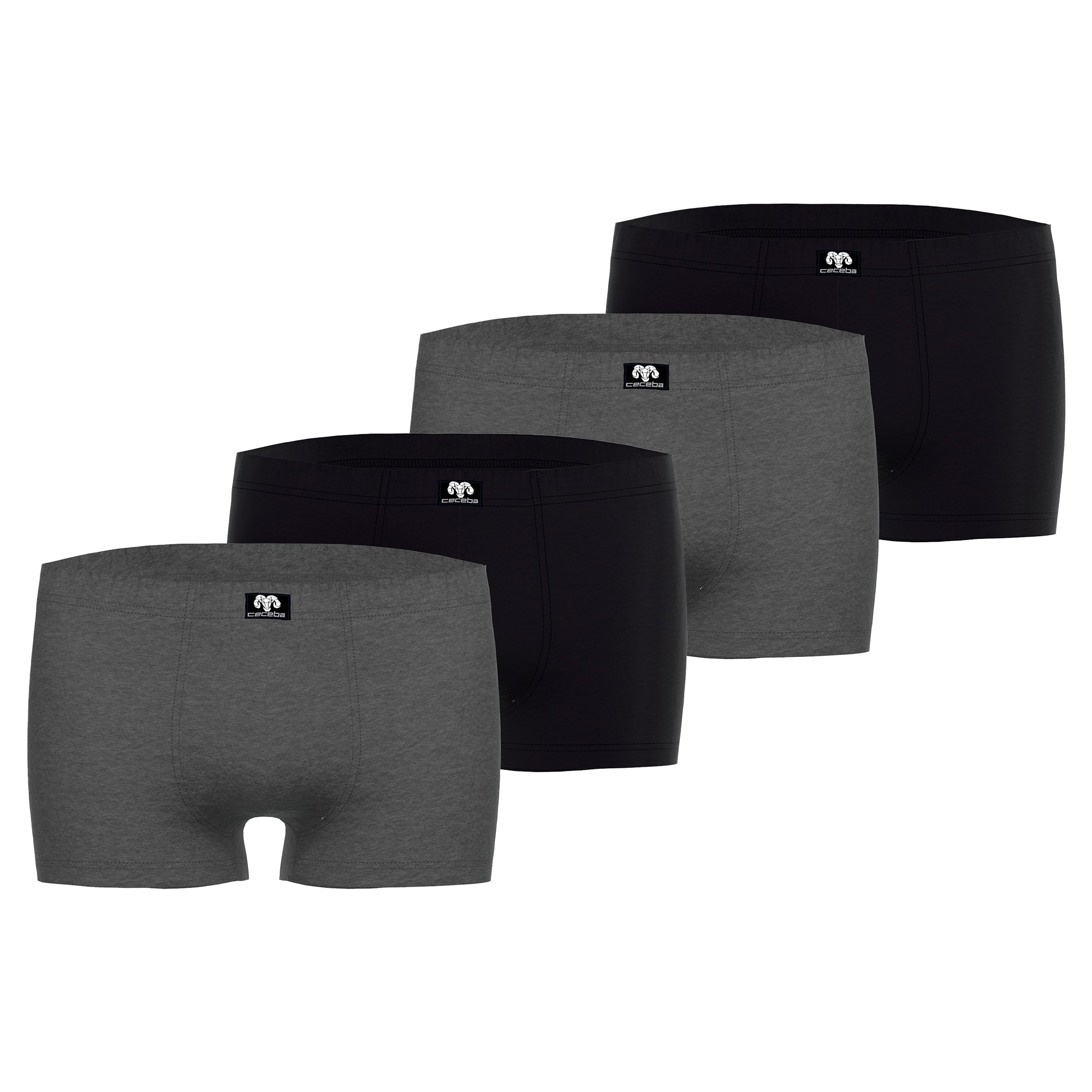 CECEBA Herren Boxershorts, 4er Pack - Konvex, Unterwäsche, Logo, einfarbig