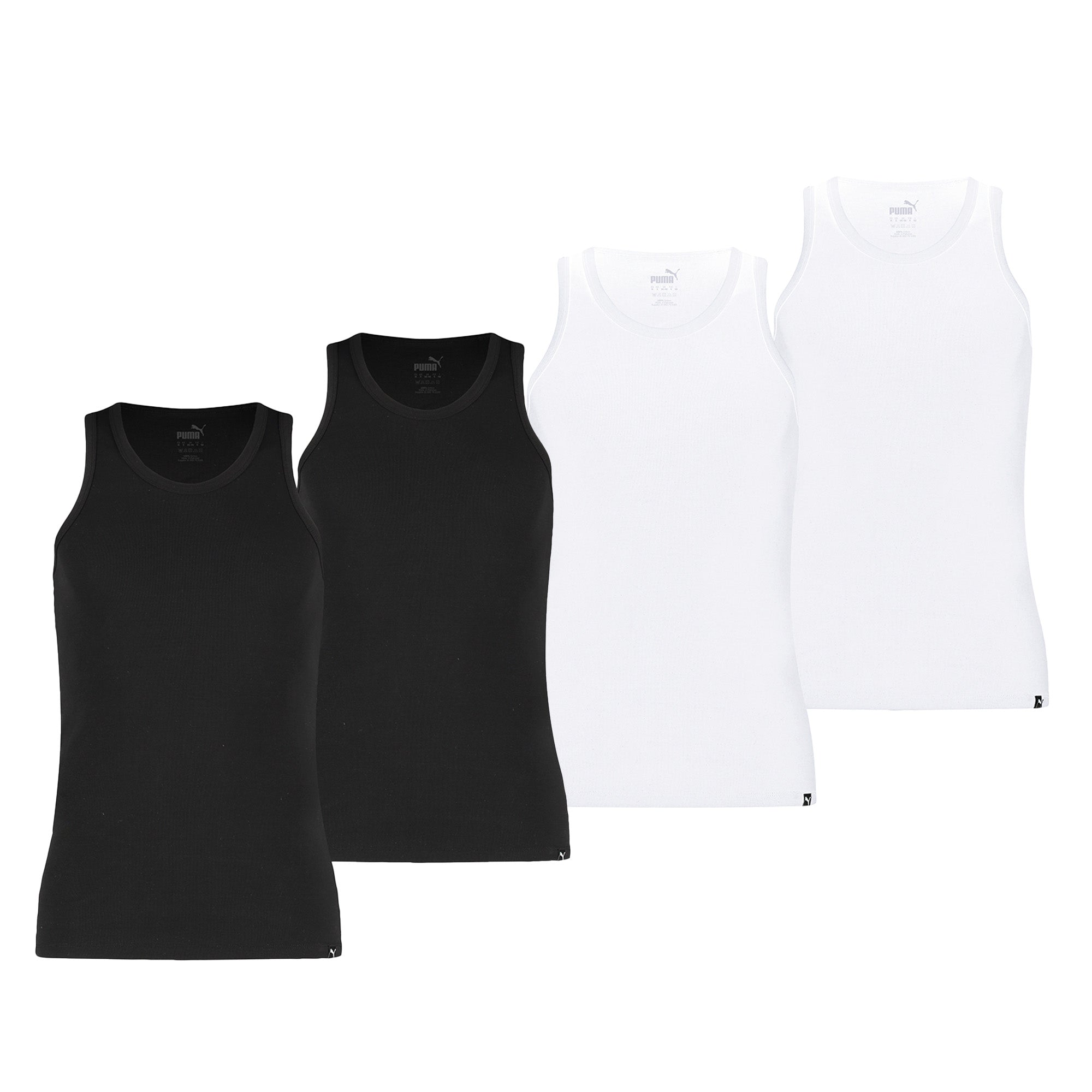 PUMA Herren Tank Top, 4er Pack - Basic, Unterhemd, Rundhals, Single Jersey, einfarbig