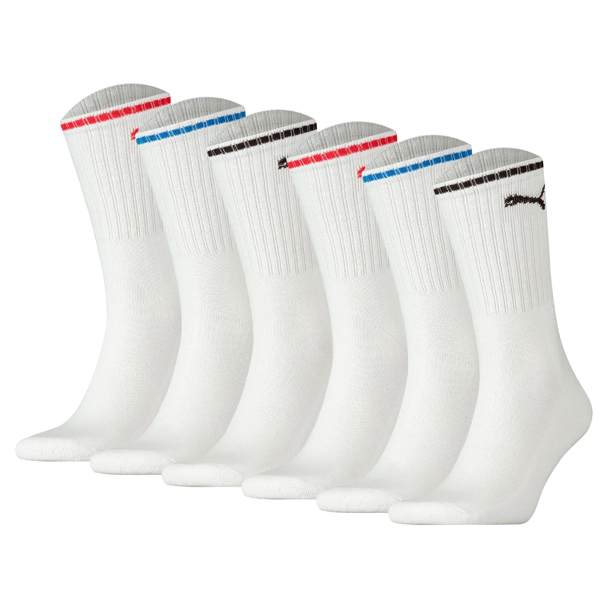 PUMA Unisex Sport-Socken, 6er Pack - Sport Crew Stripe, Tennissocken, Streifen