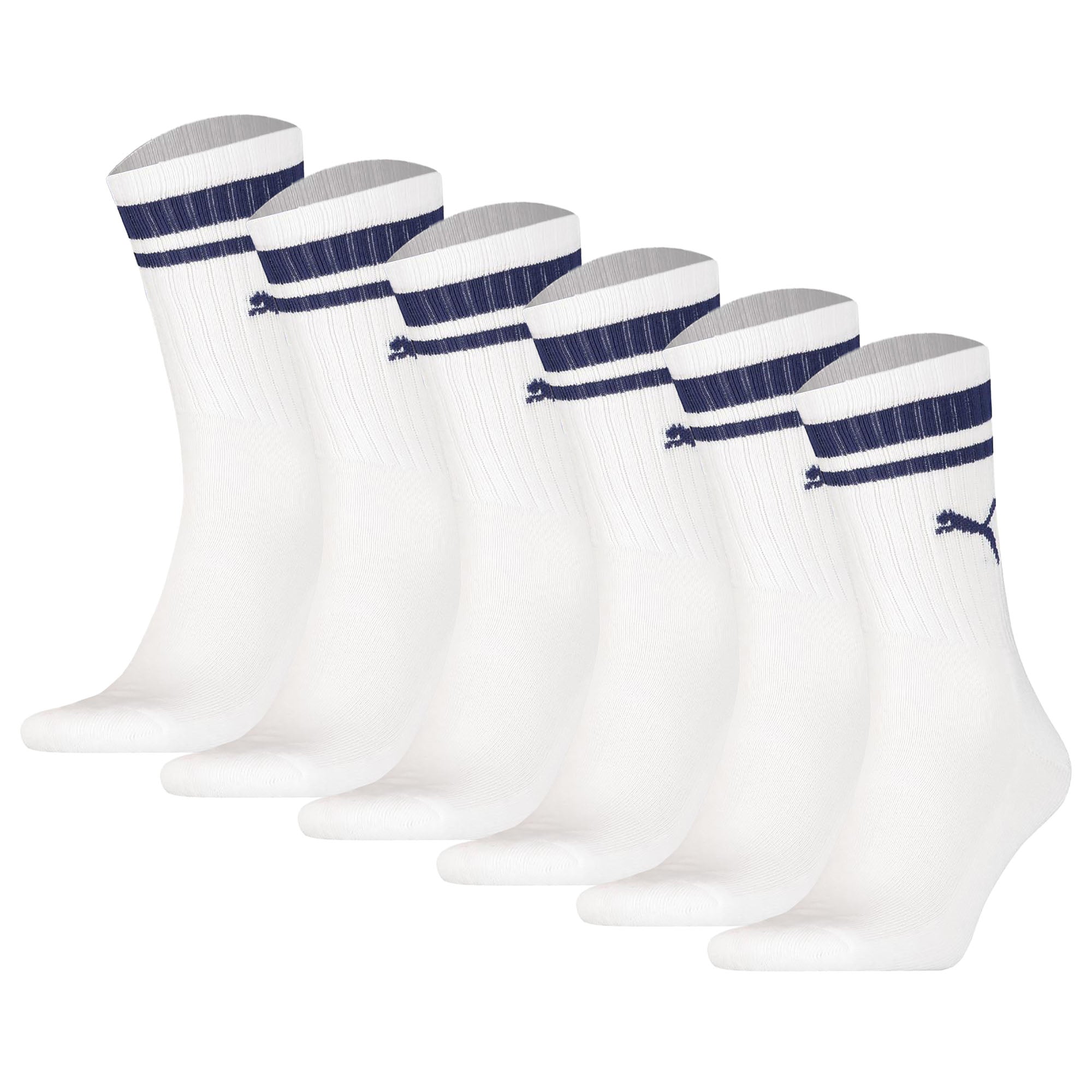 PUMA Unisex Sports Socks, 6 Pack - Crew Heritage, Tennis, Terry Sole, Stripes, plain
