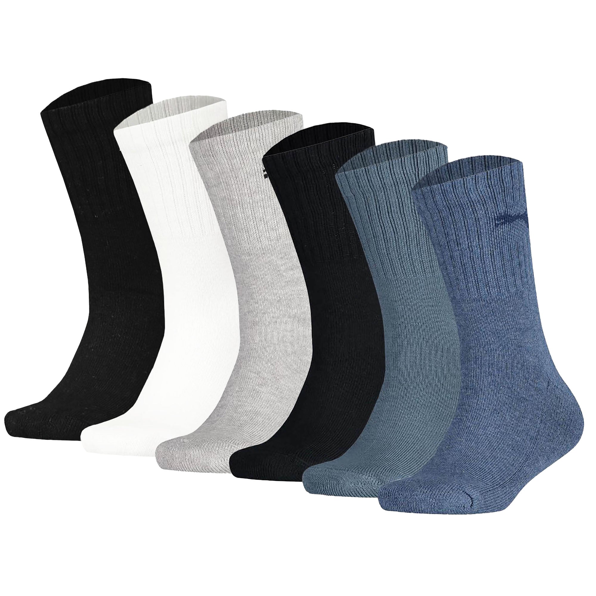 PUMA children's socks, 6-pack - Sport Junior Crew, terry sole, ribbed cuffs, logo