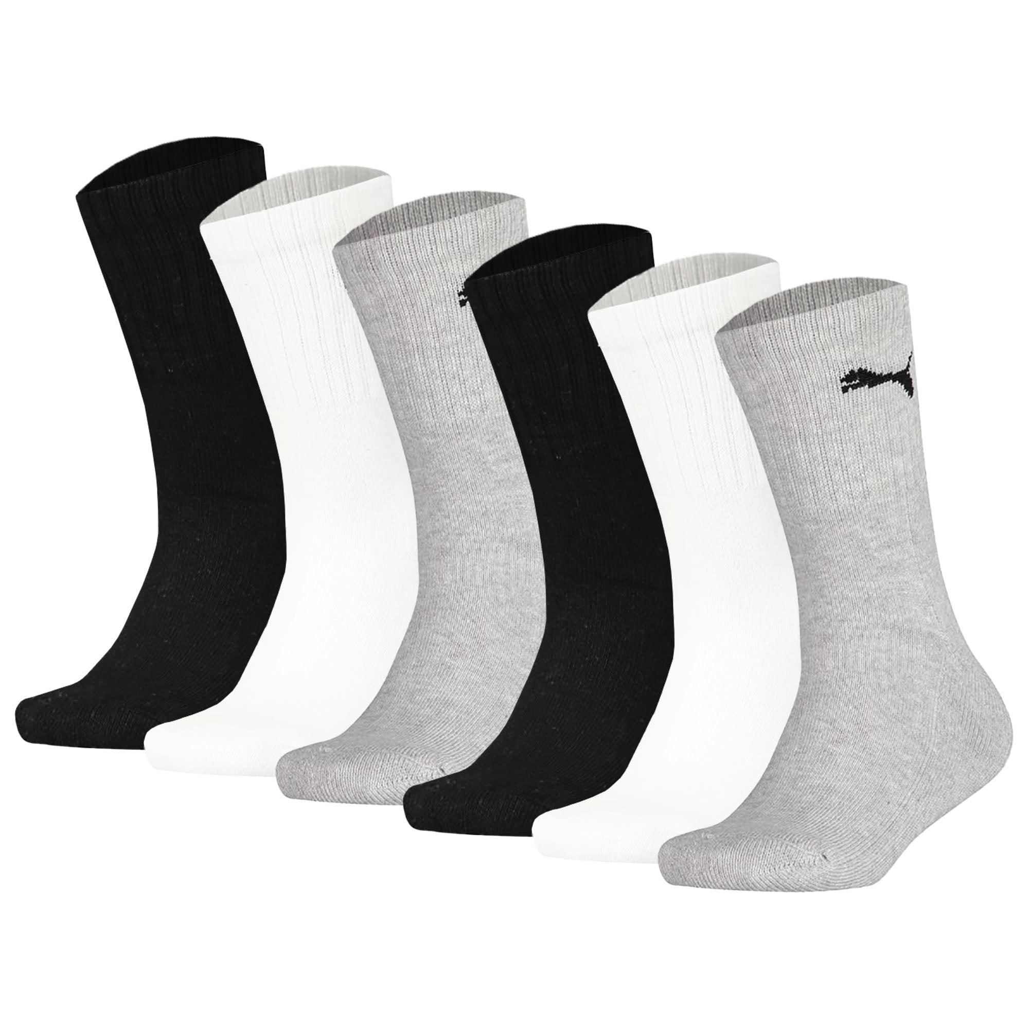 PUMA Kinder Socken, 6er Pack - Sport Junior, Frottee-Sohle, Rippbündchen, Logo