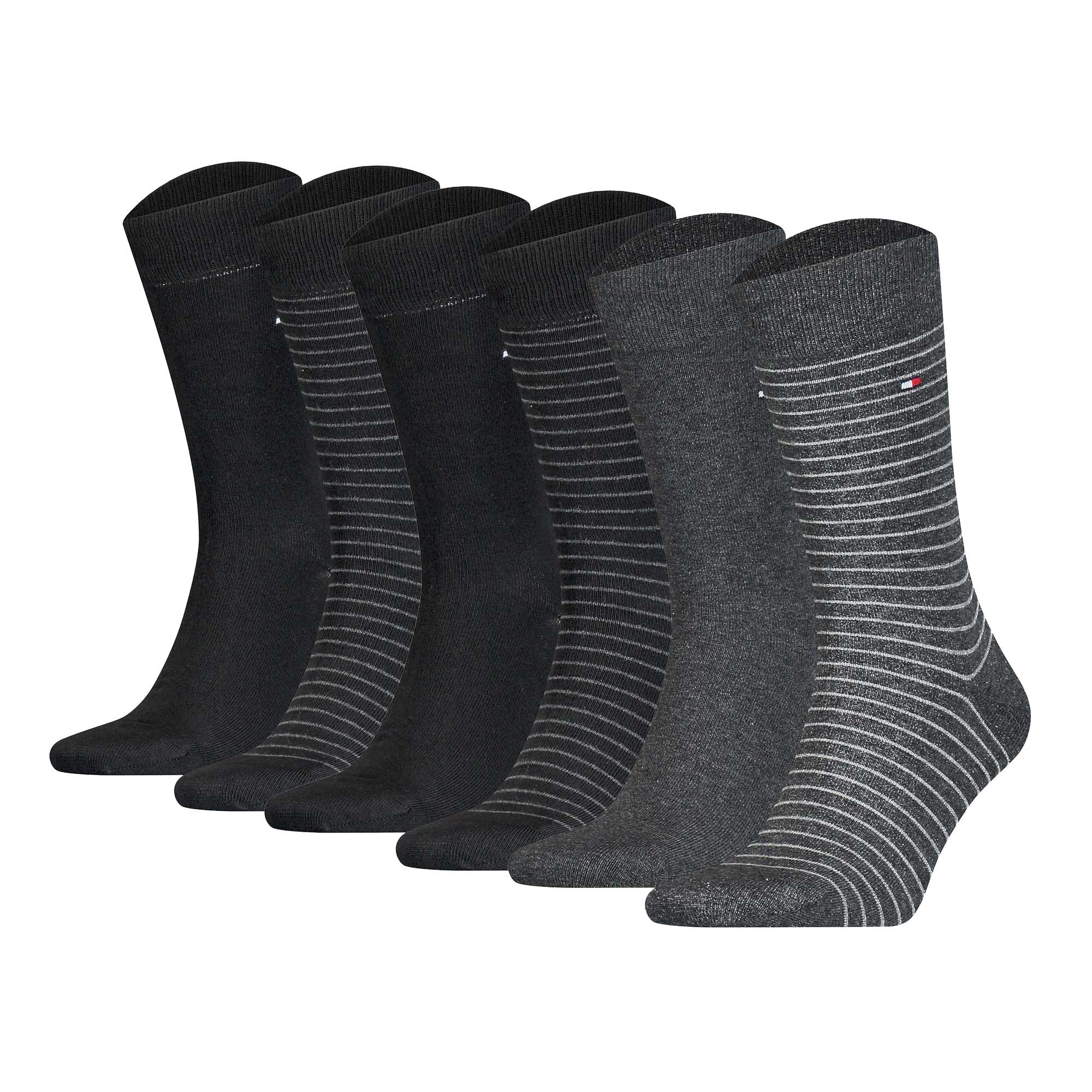 TOMMY HILFIGER Herren Socken, 6er Pack - Small Stripe Socks 6P, Streifen schmal