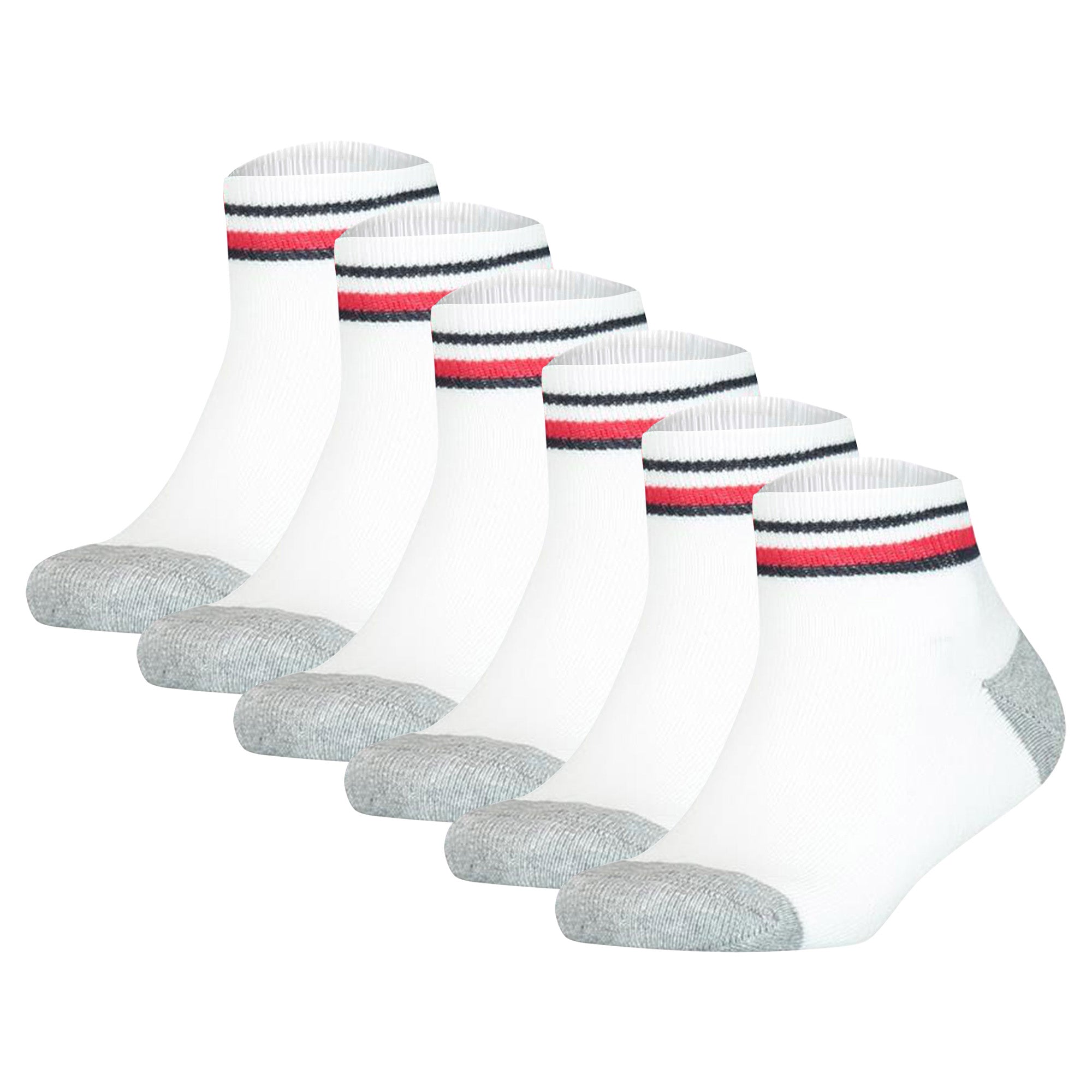 TOMMY HILFIGER Kinder Quarter-Socken, 6er Pack - ICONIC SPORTS, Frottee-Sohle