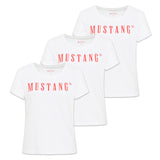 MUSTANG Damen T-Shirt 3er Pack - Alma, Baumwolle, Rundhals, Logo