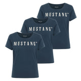 MUSTANG Damen T-Shirt 3er Pack - Alma, Baumwolle, Rundhals, Logo