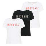 MUSTANG Damen T-Shirt 3er Pack - Alma, Baumwolle, Rundhals, Logo