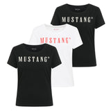 MUSTANG Damen T-Shirt 3er Pack - Alma, Baumwolle, Rundhals, Logo