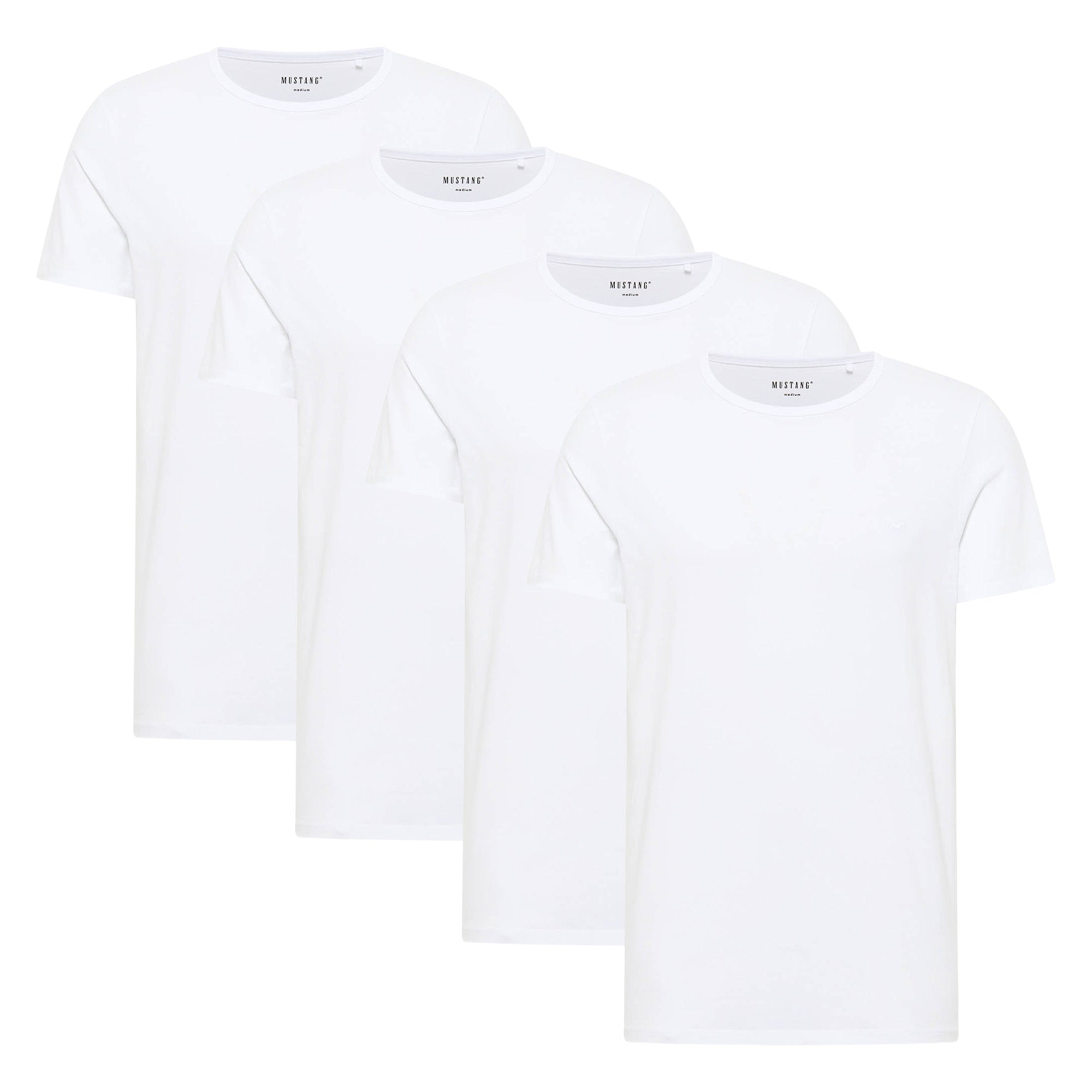 MUSTANG Herren T-Shirts, 4er Pack - Allen, Bio-Baumwolle, Single Jersey, Rundhals