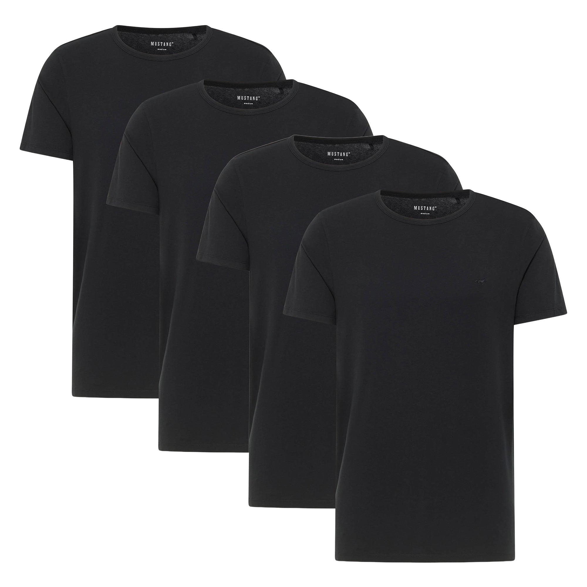 MUSTANG Herren T-Shirts, 4er Pack - Allen, Bio-Baumwolle, Single Jersey, Rundhals