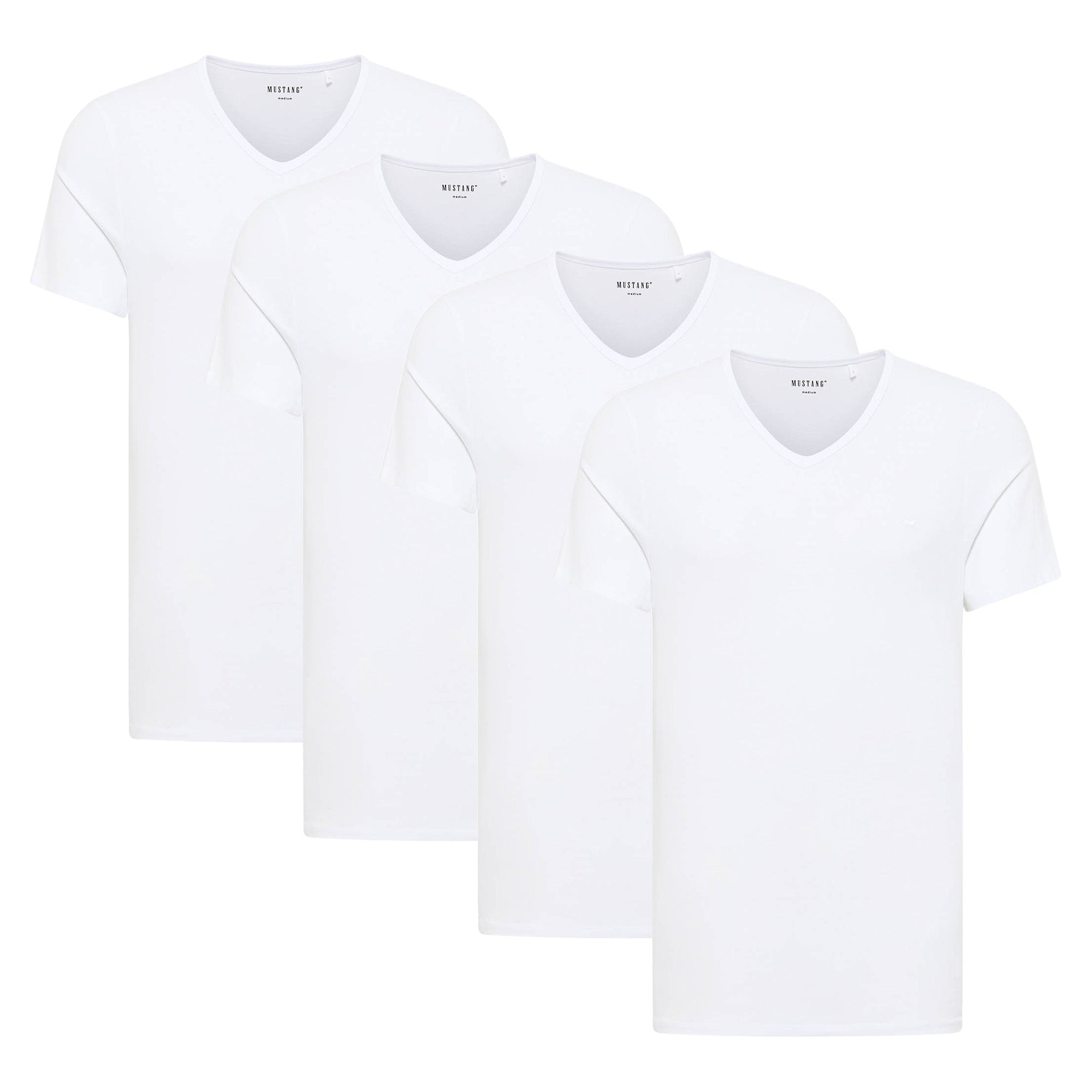 MUSTANG Men’s T-Shirts, 4-Pack - Amado, Organic Cotton, Single Jersey, V-Neck