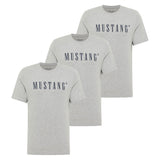 MUSTANG Herren T-Shirt 3er Pack - Austin, Big Logo, Bio-Baumwolle, Single Jersey