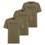 MUSTANG Herren T-Shirt 3er Pack - Austin, Big Logo, Bio-Baumwolle, Single Jersey
