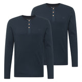 MUSTANG Herren Longsleeve 2er Pack - Arminto, Knit Rib, Henley-Kragen, Slim Fit, Bio-Baumwolle