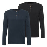 MUSTANG Herren Longsleeve 2er Pack - Arminto, Knit Rib, Henley-Kragen, Slim Fit, Bio-Baumwolle