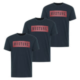 MUSTANG Herren T-Shirt  3er Pack - Austin, Big Logo, Bio-Baumwolle, Single Jersey