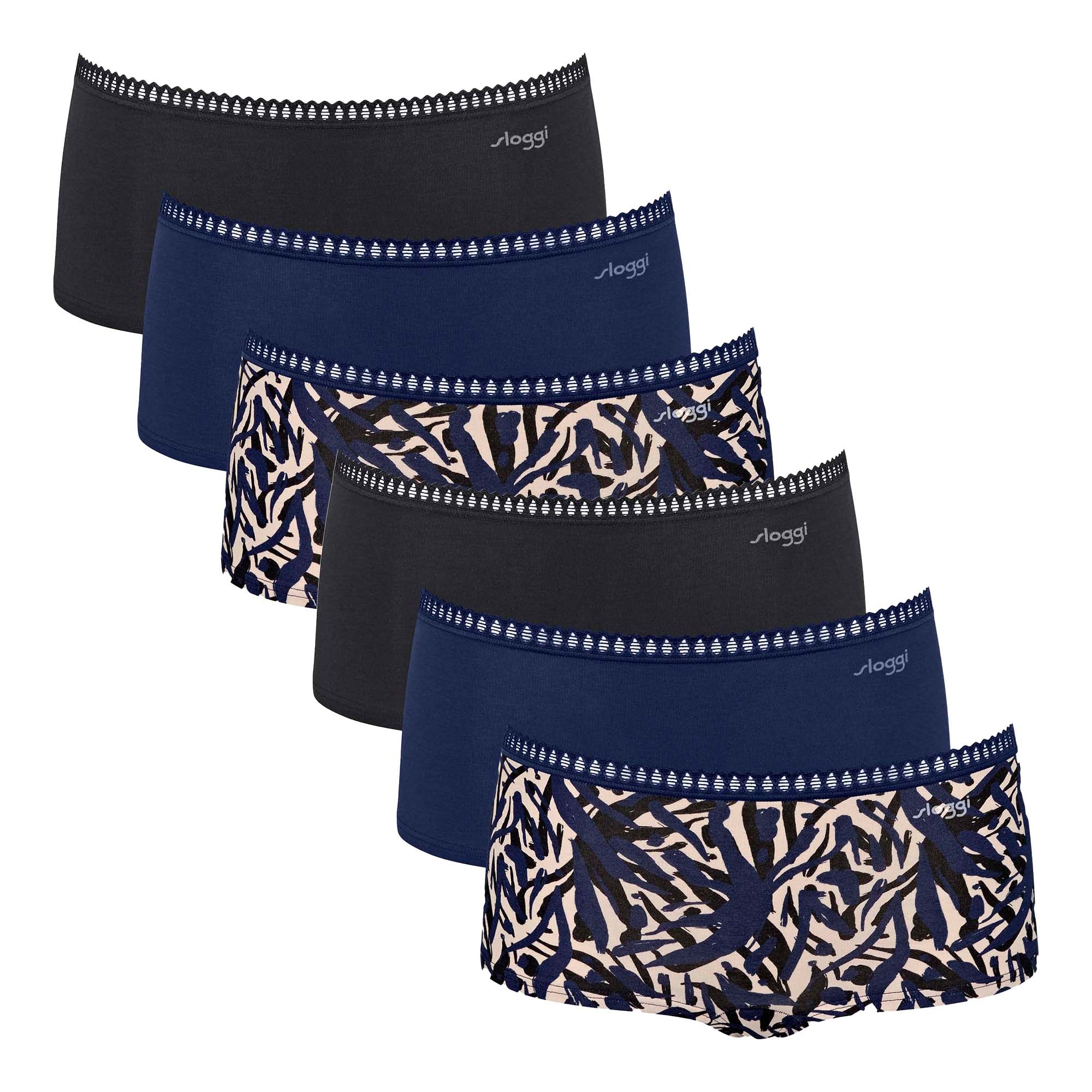 Sloggi Damen Pantys, 6er Pack - GO Crush Short C6P, Unterhose, Stretch-Baumwolle