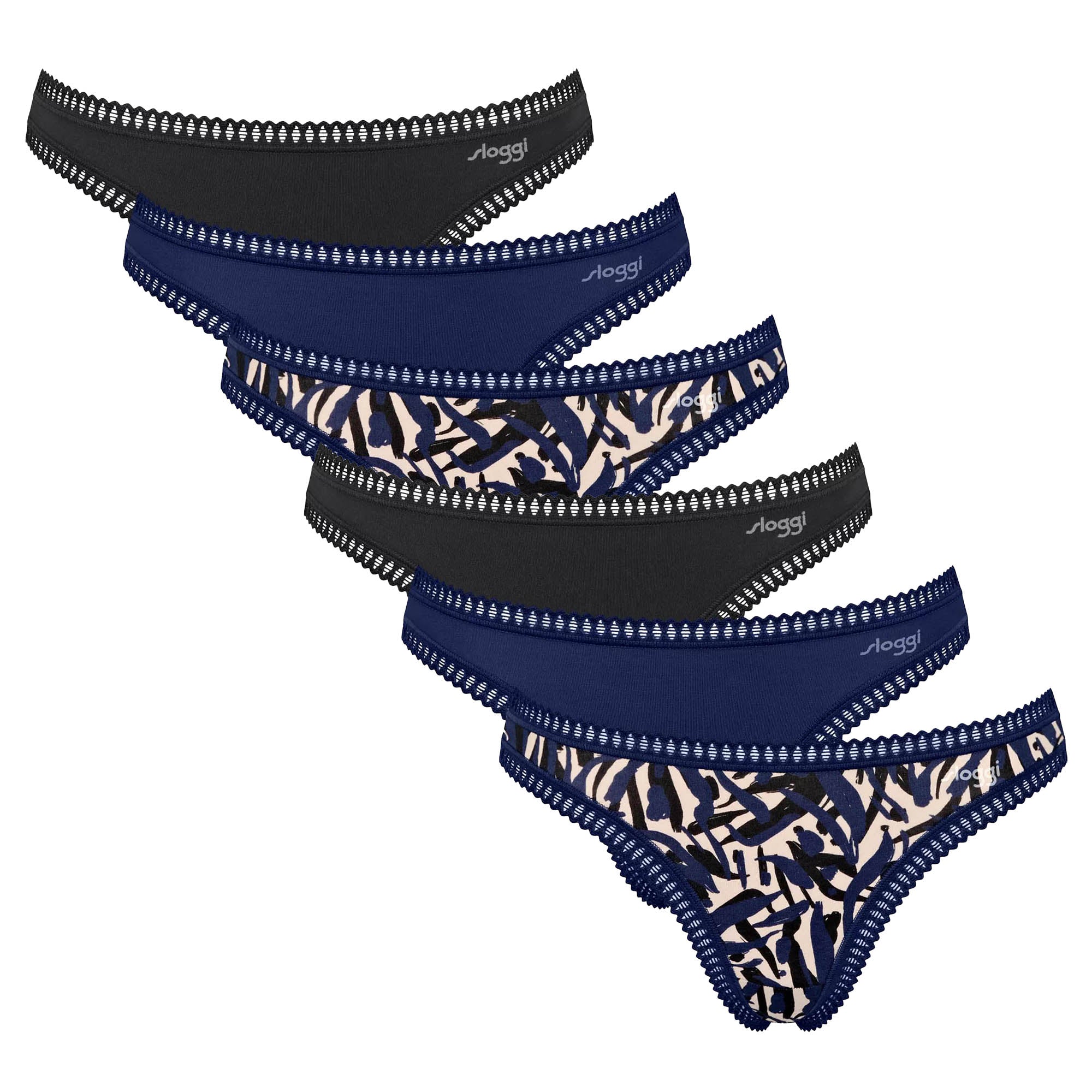 Sloggi women's thongs, 6-pack - GO Crush String C6P, pants, stretch cotton