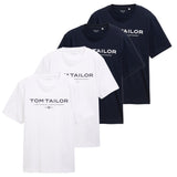 TOM TAILOR Men’s T-Shirt, 4-Pack - T-Shirt with Print, Crew Neck, Regular Fit, Cotton