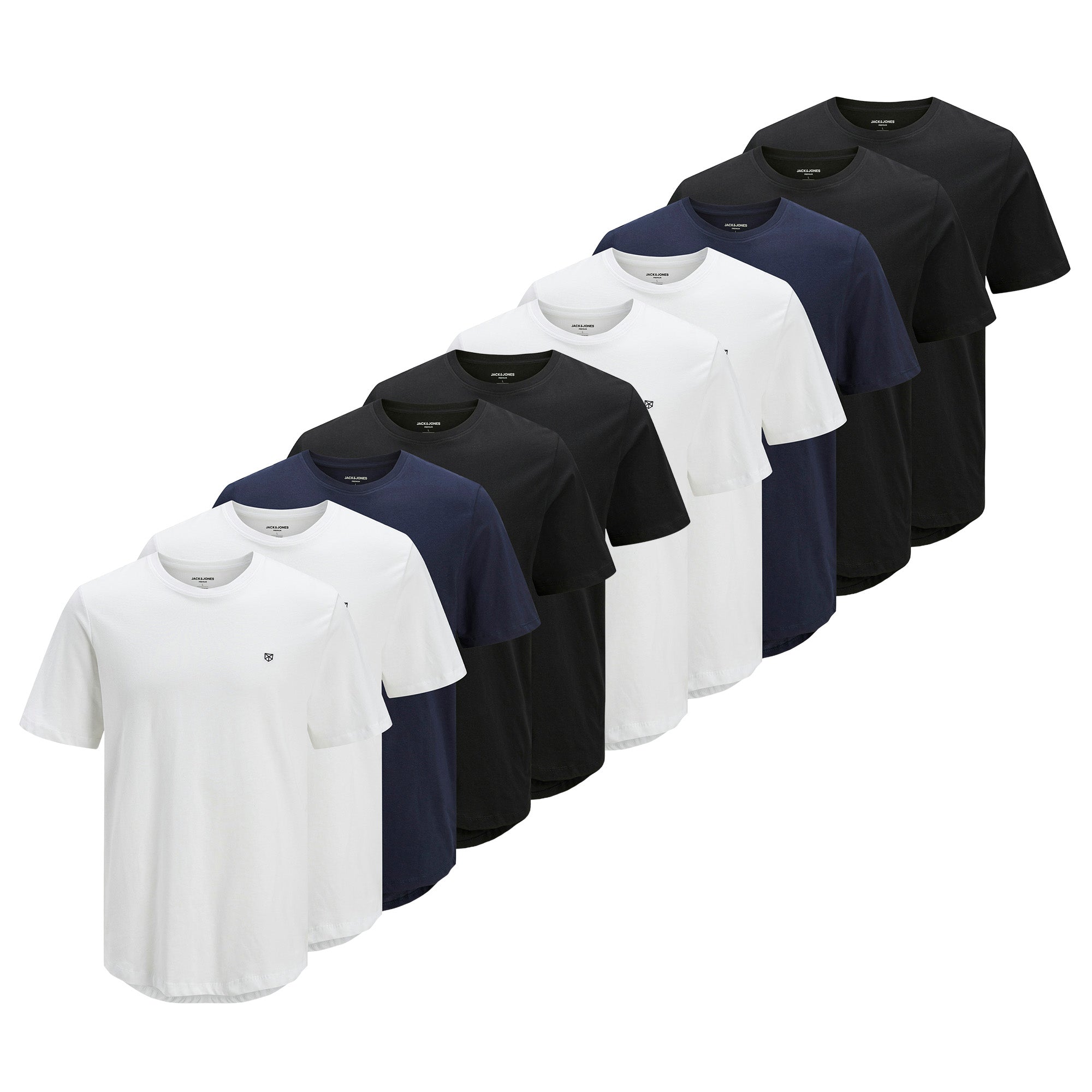 JACK&JONES Herren T-Shirt, 10er Pack - JPRBLABRODY TEE CREW NECK 10PK, Kurzarm, Rundhals, Baumwolle