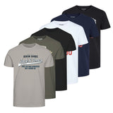 JACK&JONES Men's T-Shirt, 6 Pack - JJETHAN TEE CREW NECK, Vintage Logo, Cotton