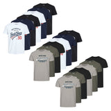 JACK&JONES Men's T-Shirt, 6 Pack - JJETHAN TEE CREW NECK, Vintage Logo, Cotton