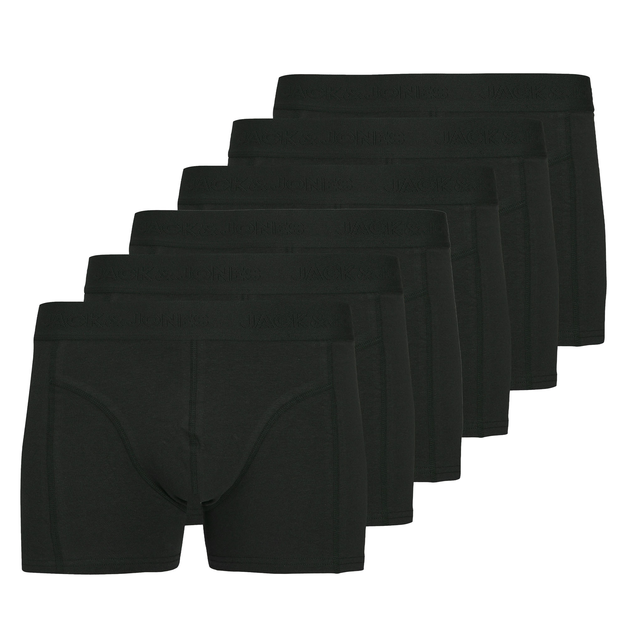 JACK&JONES Herren Boxershorts, 6er Pack - JACORDINARY TRUNKS 6 PACK, Baumwoll-Stretch, einfarbig