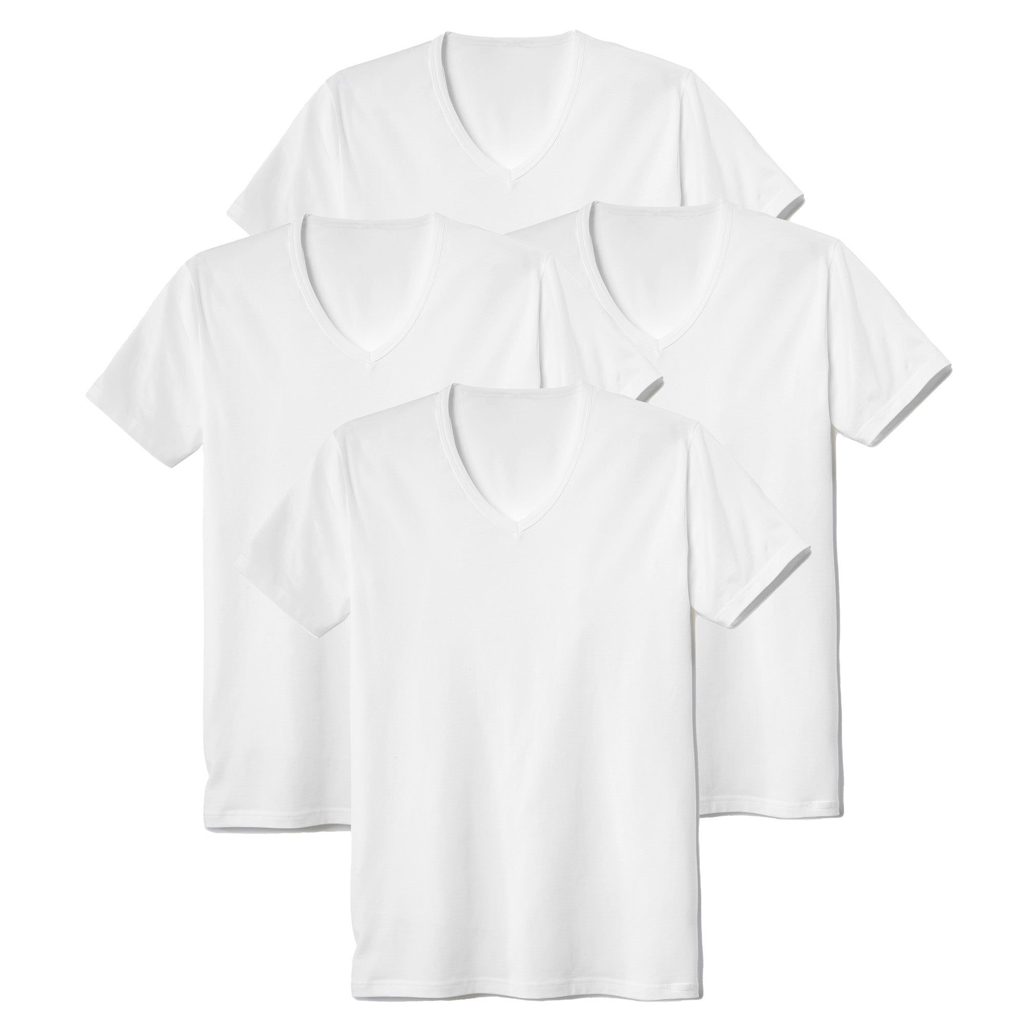 CALIDA Herren T-Shirt, 4er Pack - Natural Benefit, V-Ausschnitt, Single Jersey