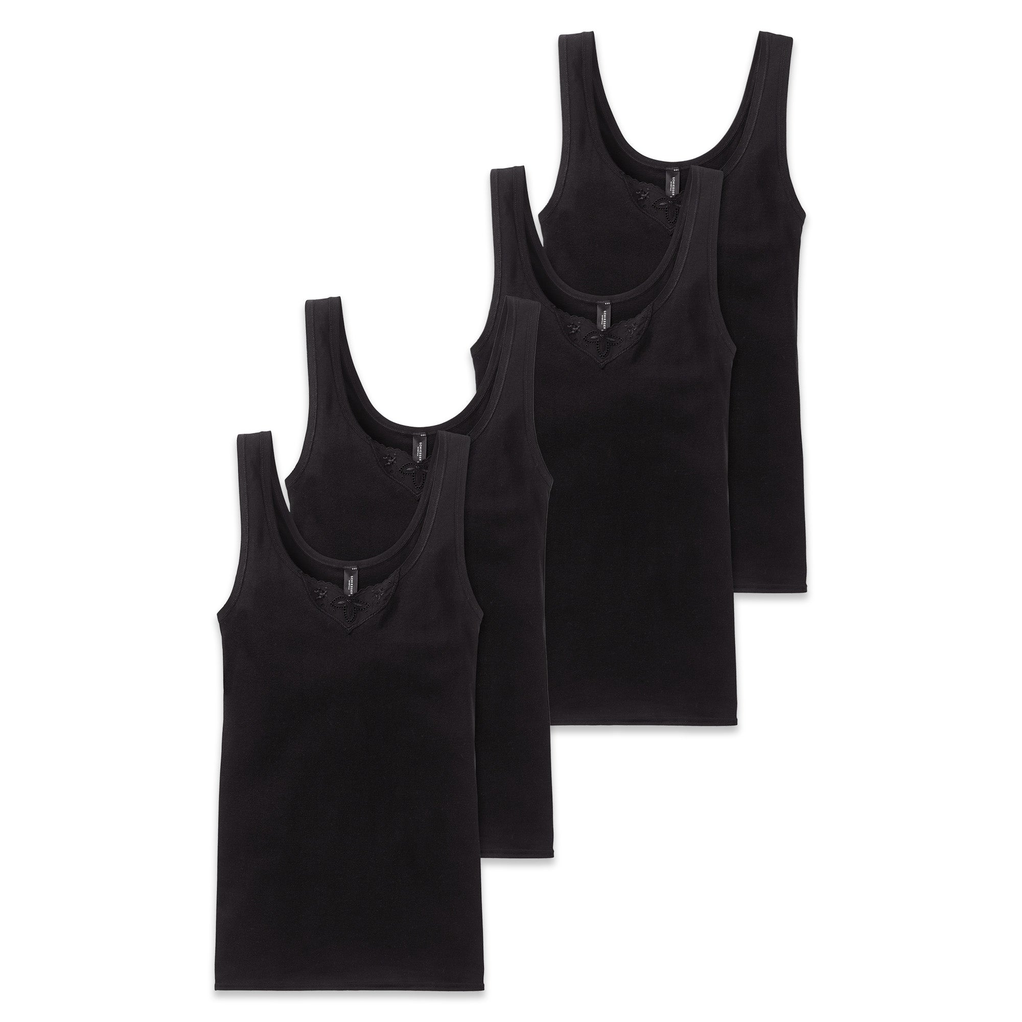 SCHIESSER Women's Undershirts, 4-Pack - ‘Cotton Essentials’, Tank Top, Cotton