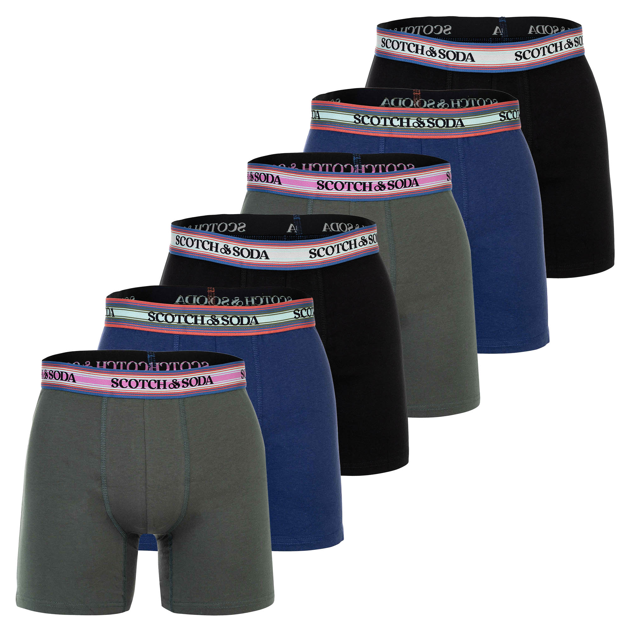 SCOTCH&SODA Herren Boxershorts, 6er Pack - Solid Cotton Stretch