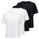 ONLY Women T-shirt Pack of 4 - ONLONLY TEE, round neck, cotton, plain colour