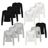 ONLY Damen Langarmshirt 3er Pack - ONLRILEY O-NECK TOP, Longsleeve, Rundhals, Cotton Stretch