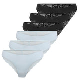 ONLY Damen Brazil-Slips, 6er Pack - ONLCHLOE LACE BRAZIL, Spitze