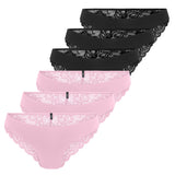 ONLY Damen Brazil-Slips, 6er Pack - ONLCHLOE LACE BRAZIL, Spitze